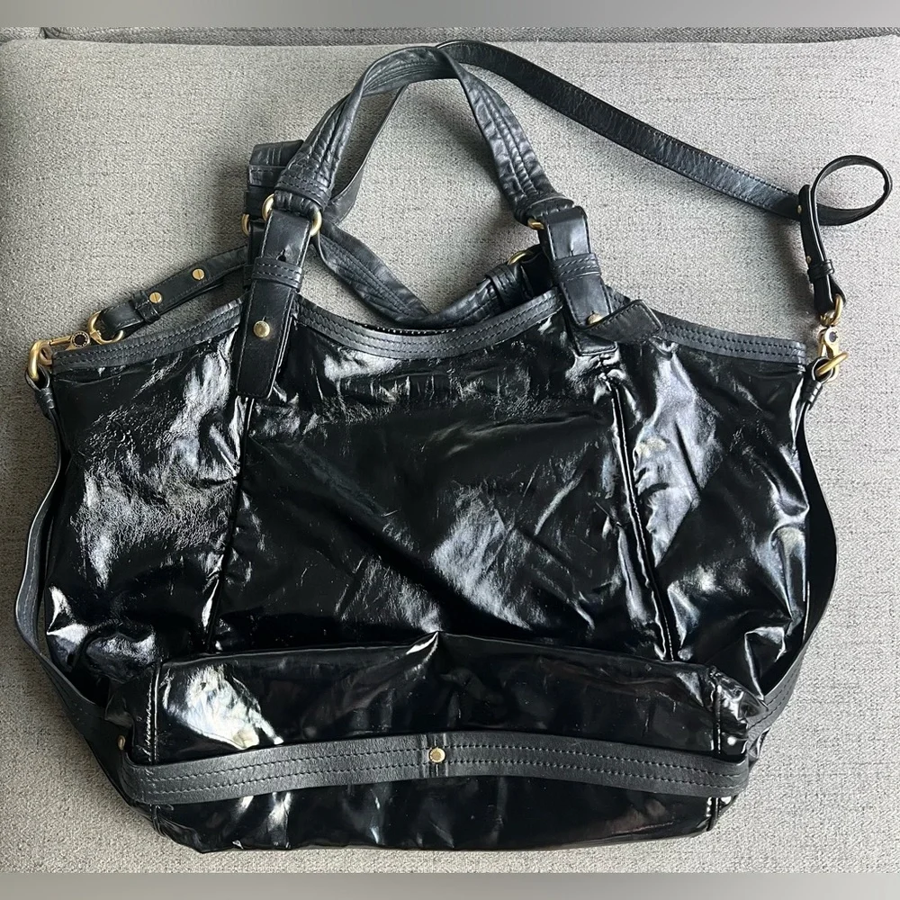 Marc By Marc Jacobs Black Patent Leather Hobo Bag